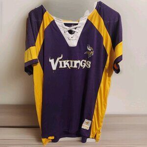 Majestic Minnesota Vikings Womens Size Large Short Sleeve Jersey Shirt NFL